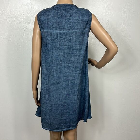 Dance In Paris Blue Chambray Sleeveless Mini Dress Size L - Picture 4 of 9